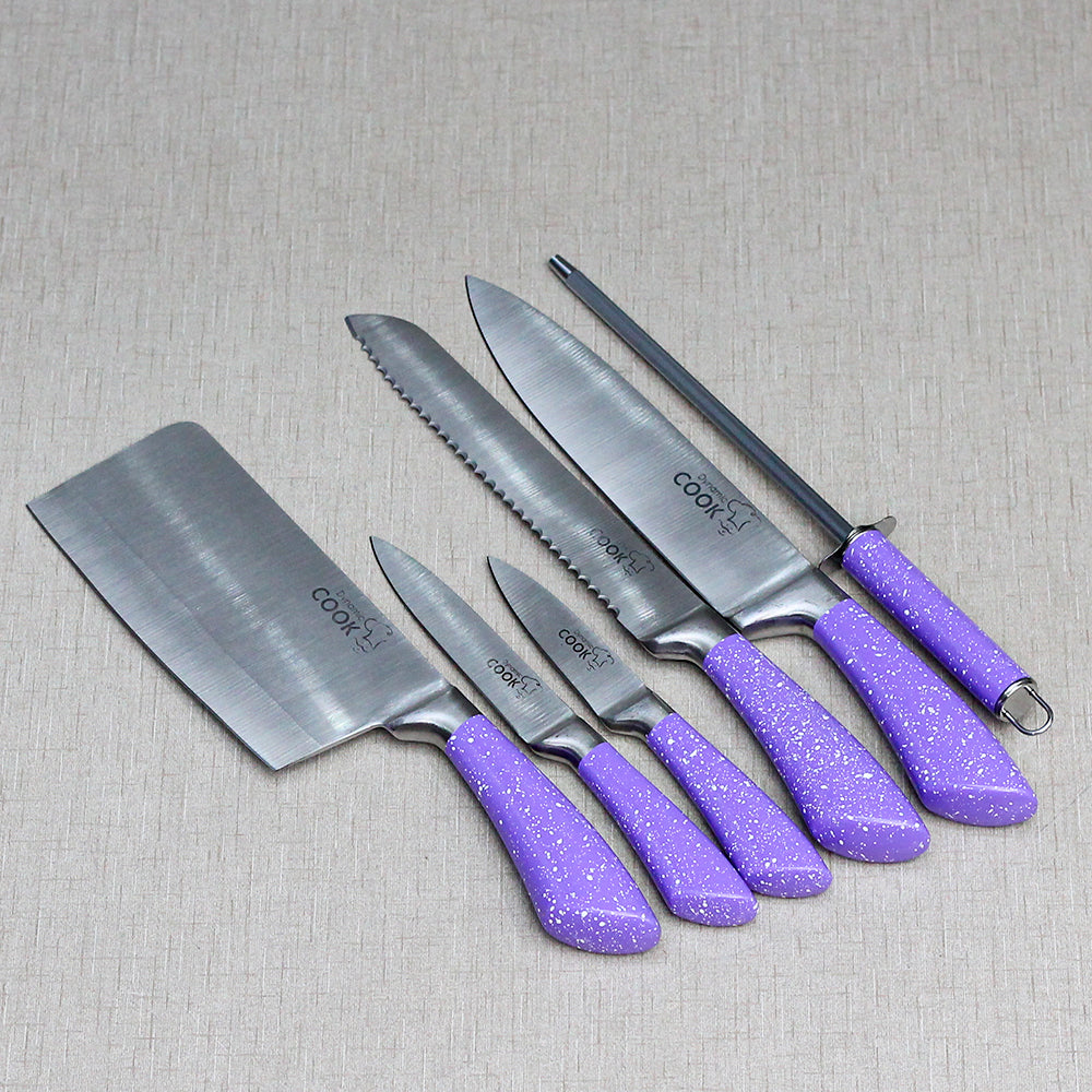 PurpleChef Cosmos 10 Pieces Kitchen Knives Set Includes 6 Stainless Steel  Knives
